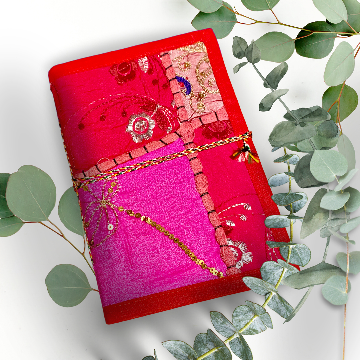 Rajastahni Patchwork Journal - Pink/Red