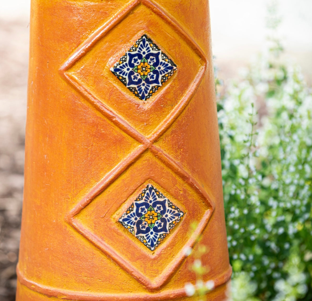 Traditional Mexican Earthenware Pottery Bird Bath