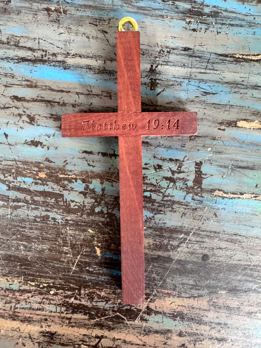 Handcrafted Wooden Cross Matthew 19:14