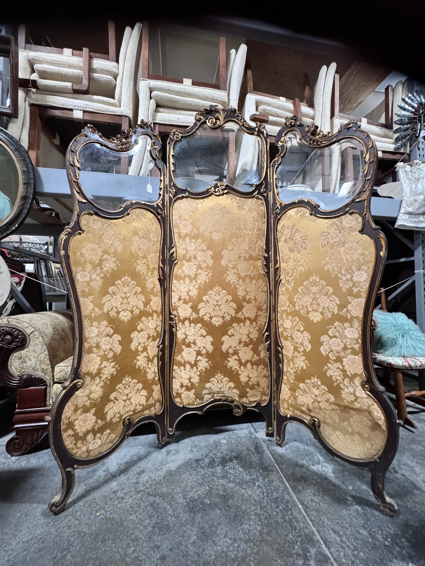 Louis XV Style Antique 3-Panel Screen