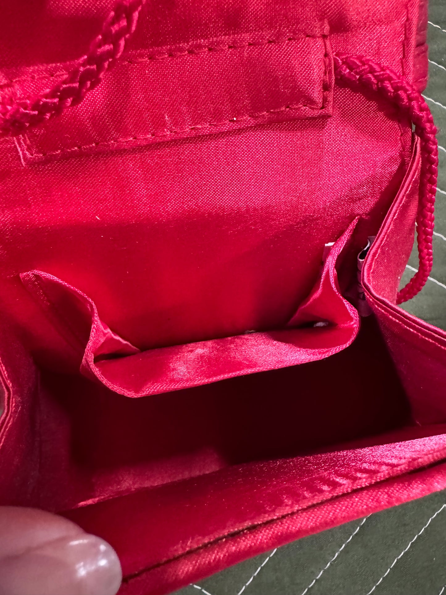 Vintage Beaded Red Satin Evening Bag