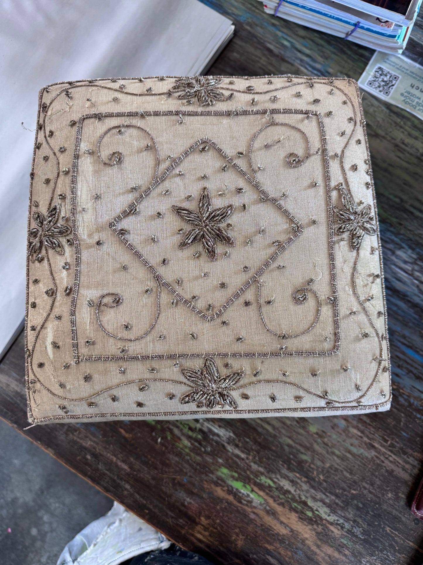 Mid Century Embossed Copper Clad Footstool