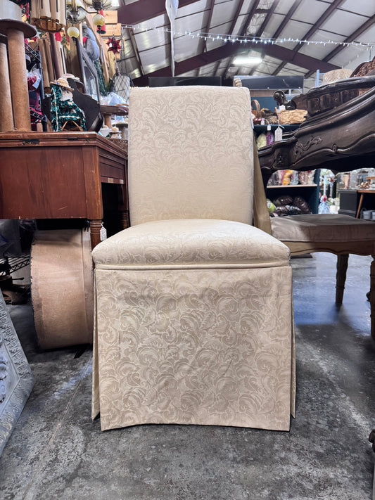 Ivory Upholstered Dining Chair with Skirt