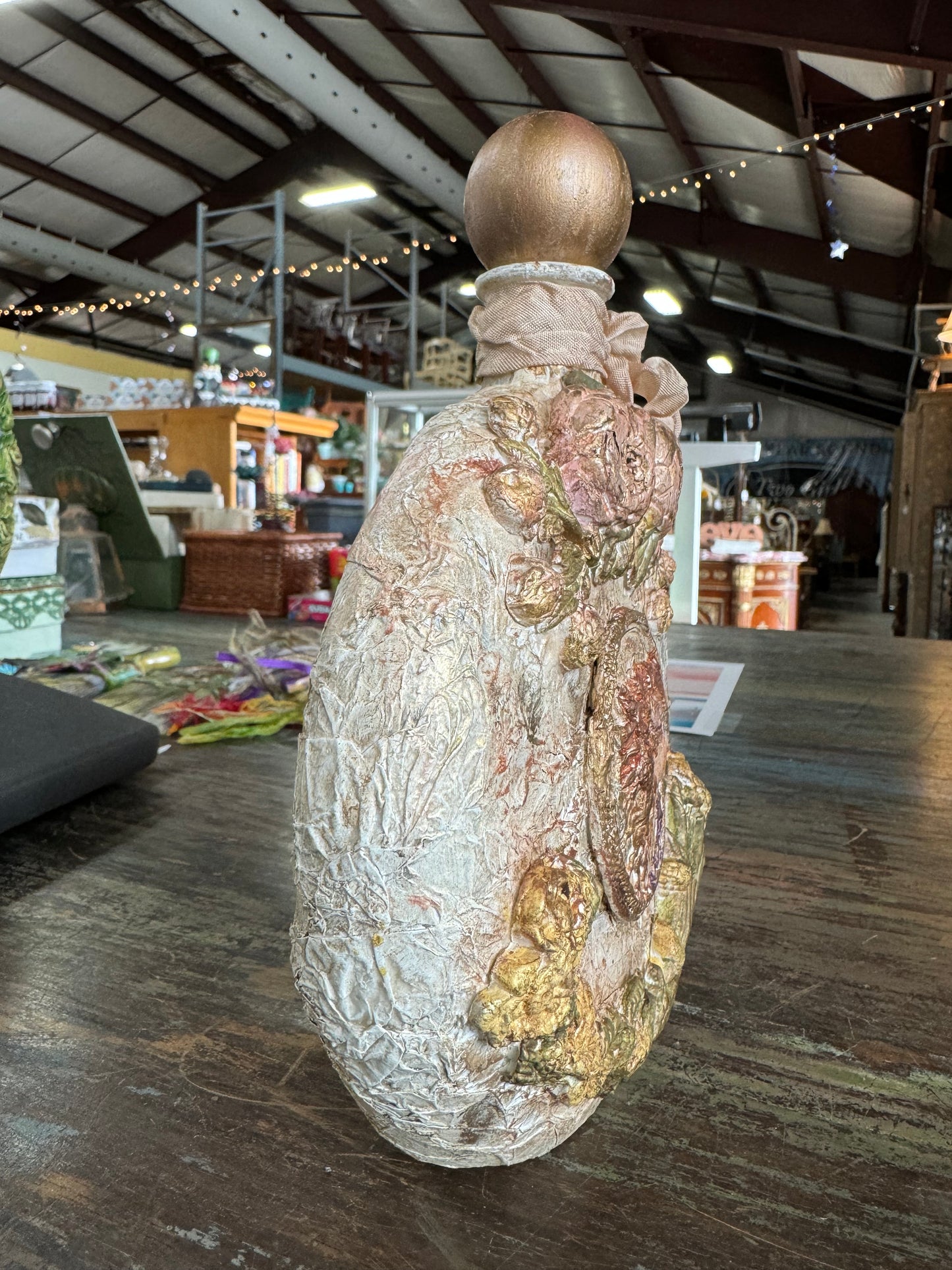 Old Cottage Style Cameo and Rose Glass Bottle Decor by local artist, Glitter & Gold