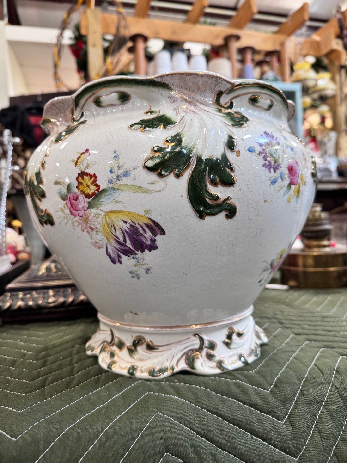 Vintage Semi-Porcelain Jardiniere Cachepot