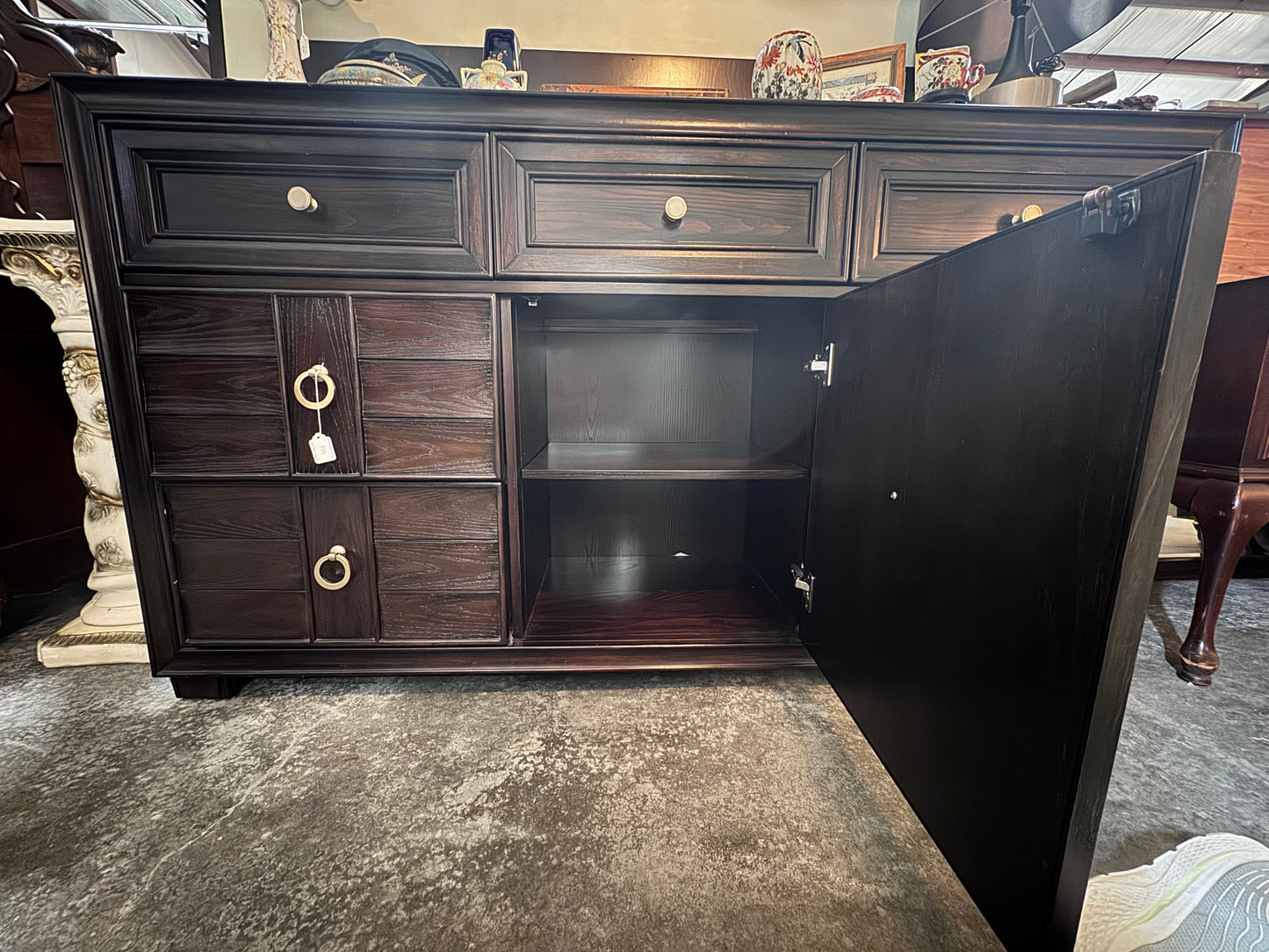 Dark Brown Wood Triple Dresser