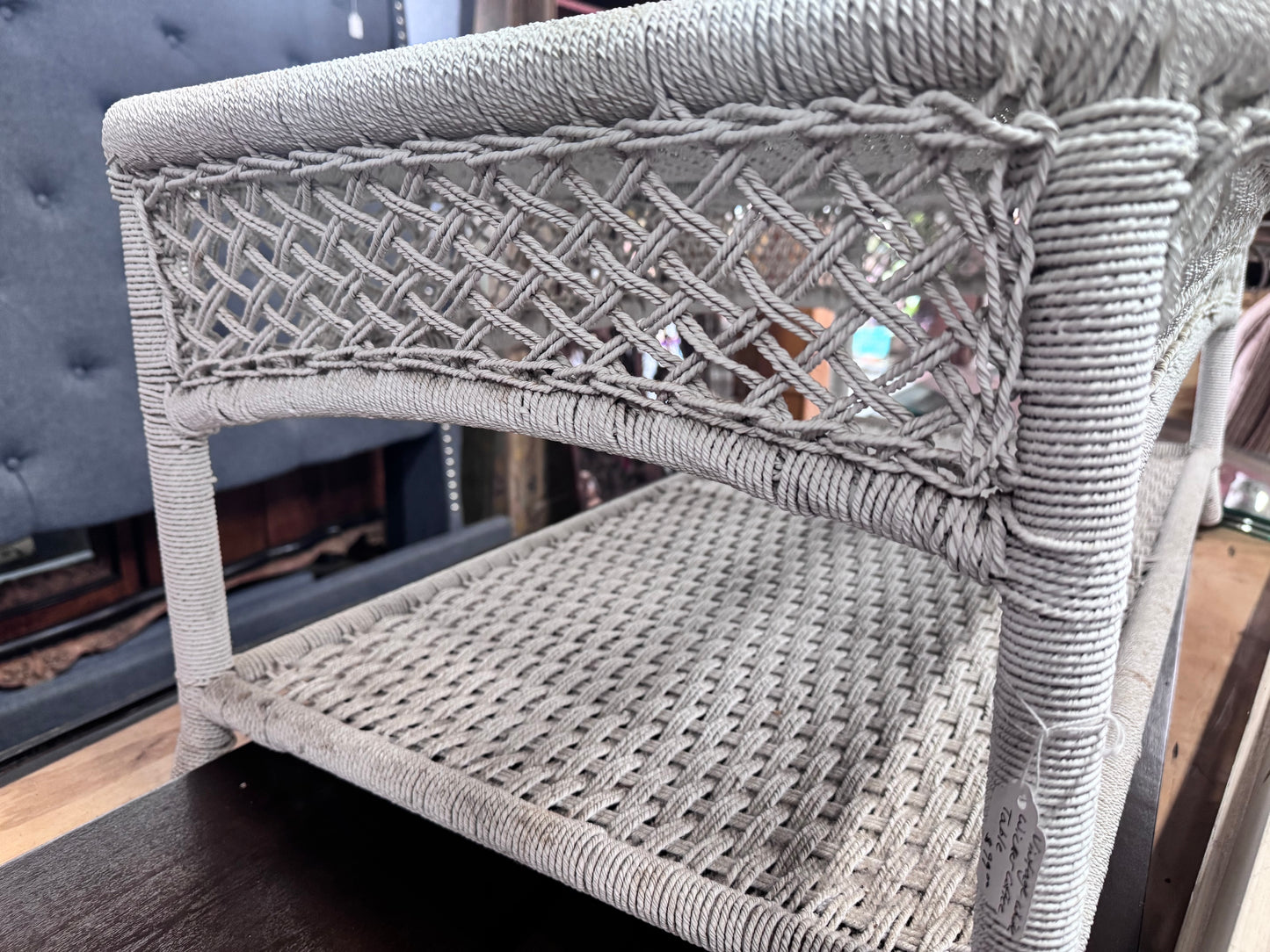 Vintage White Wicker Coffee Table