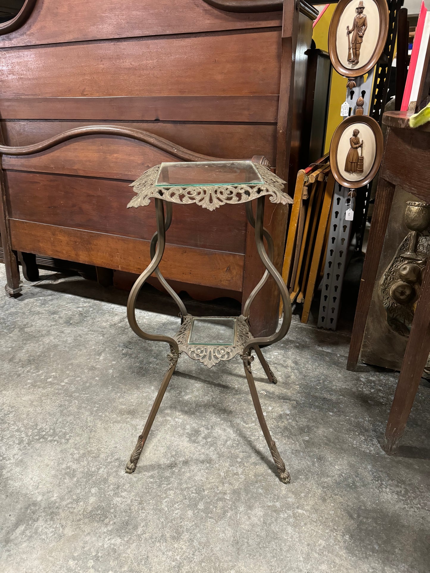 Metal and glass planter table