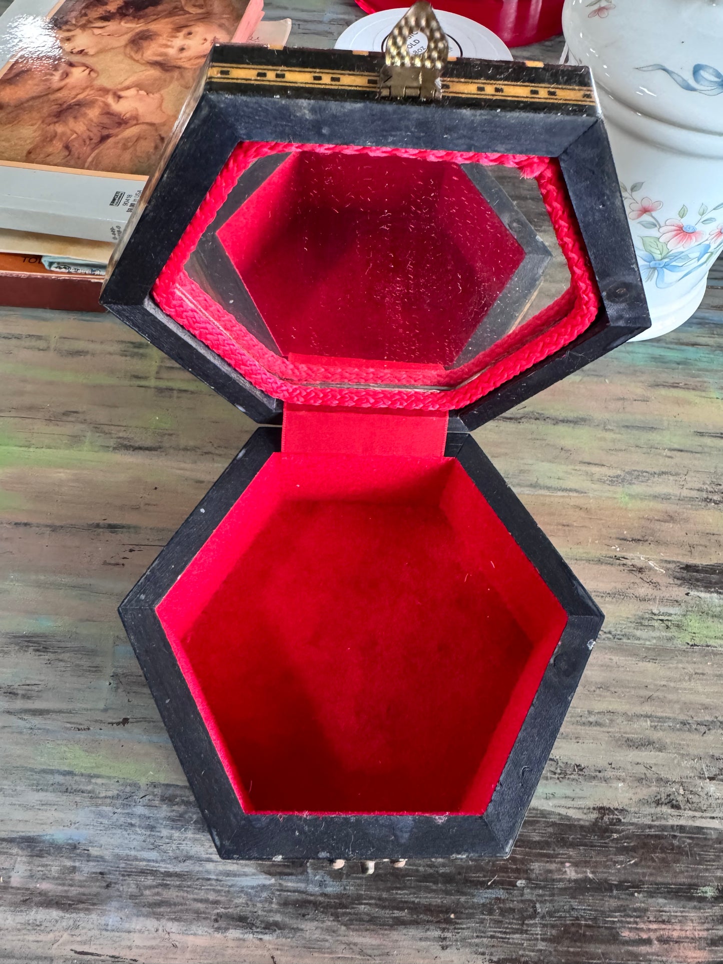 Vintage Marquetry Inlay Wood Trinket Box