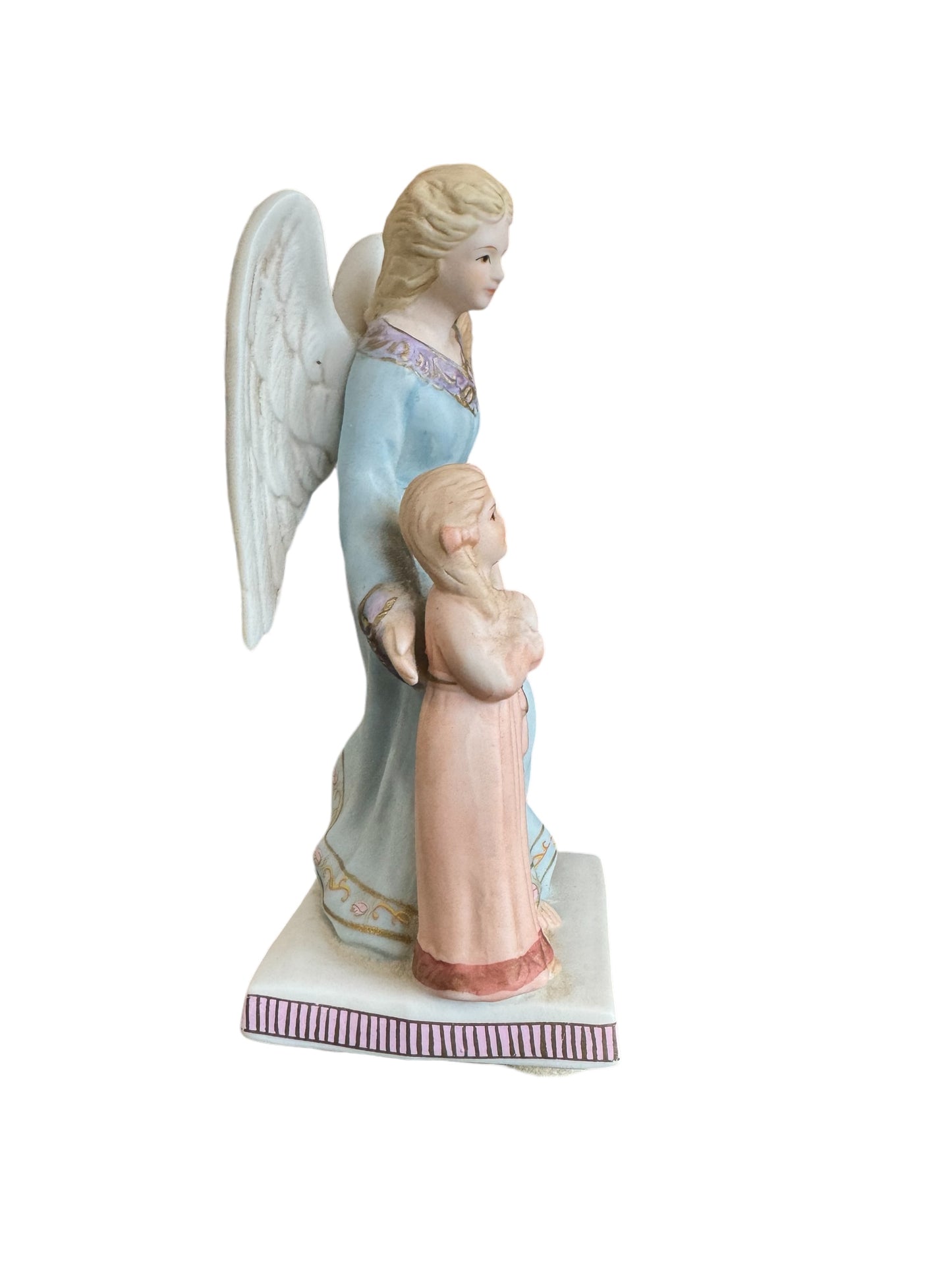 Guardian Angel w/Child Hand Painted Porcelain The Christopher Collection Lefton China