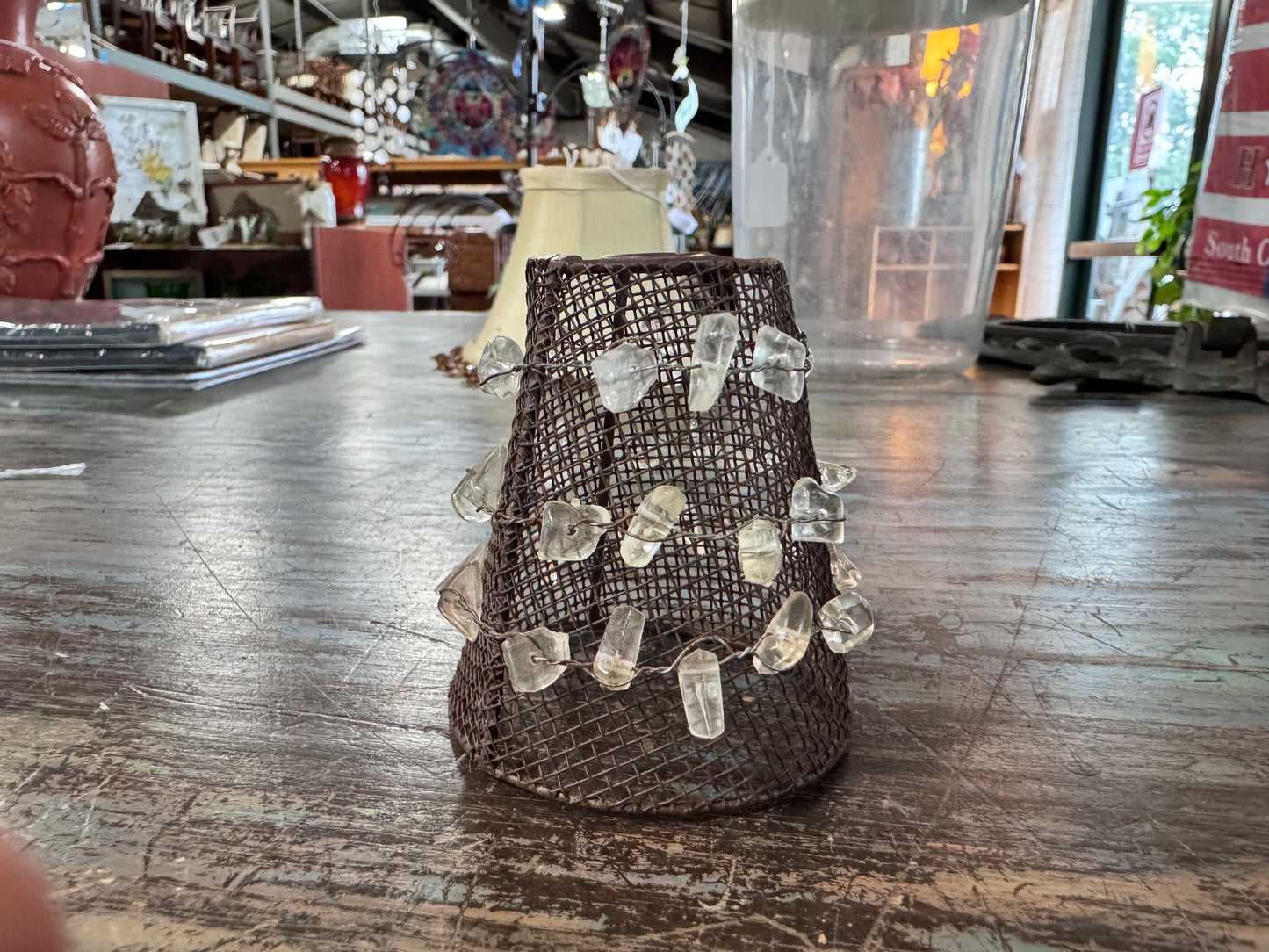 Night Light Metal Lampshade with glass bead accents