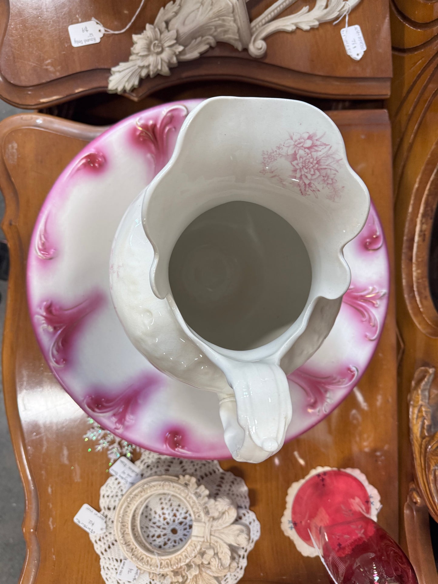 Vintage Smith Phillips Fenix Large Water Pitcher - Pink Florals