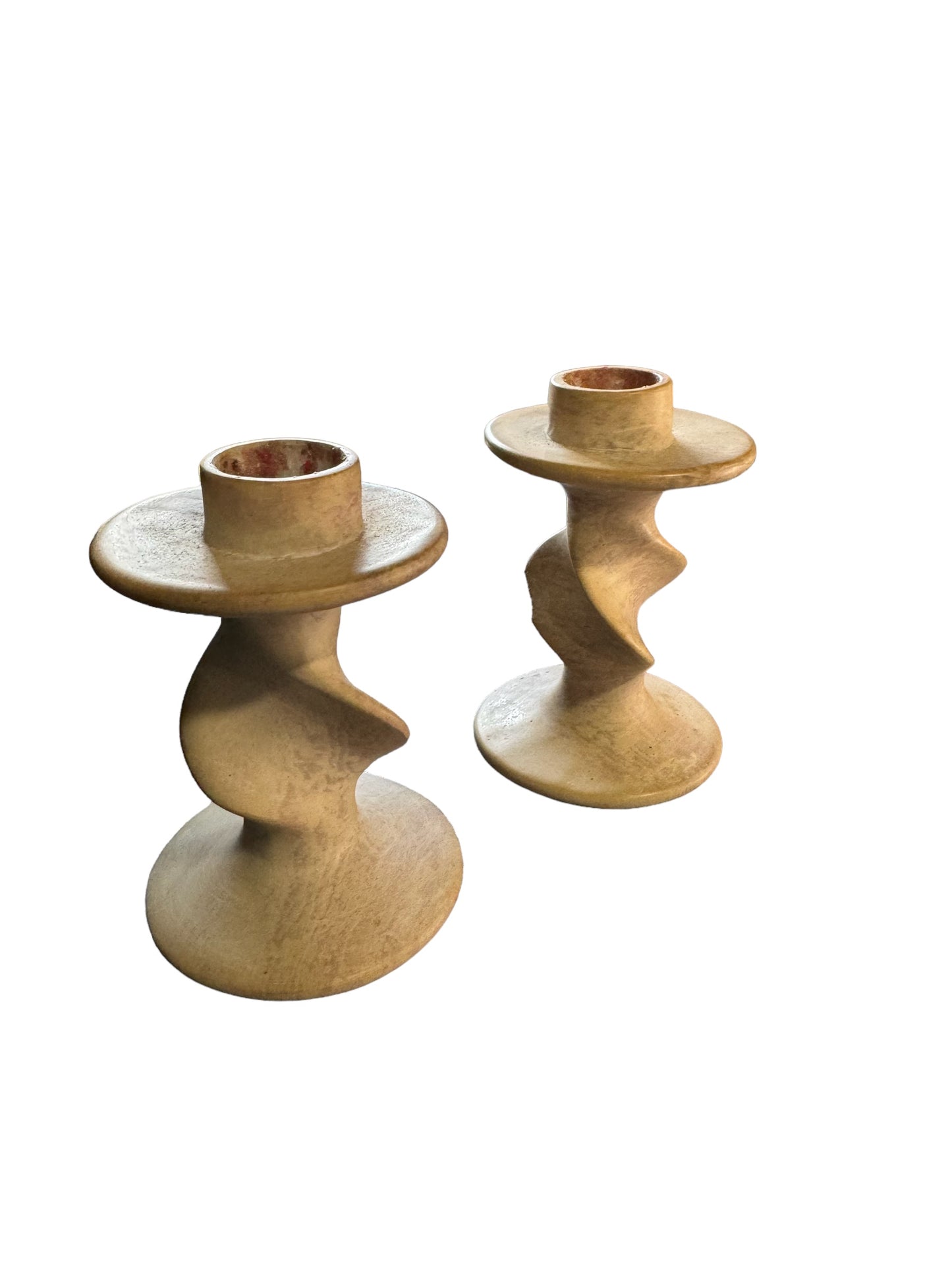 Carved Stone Twisted Candle Sticks