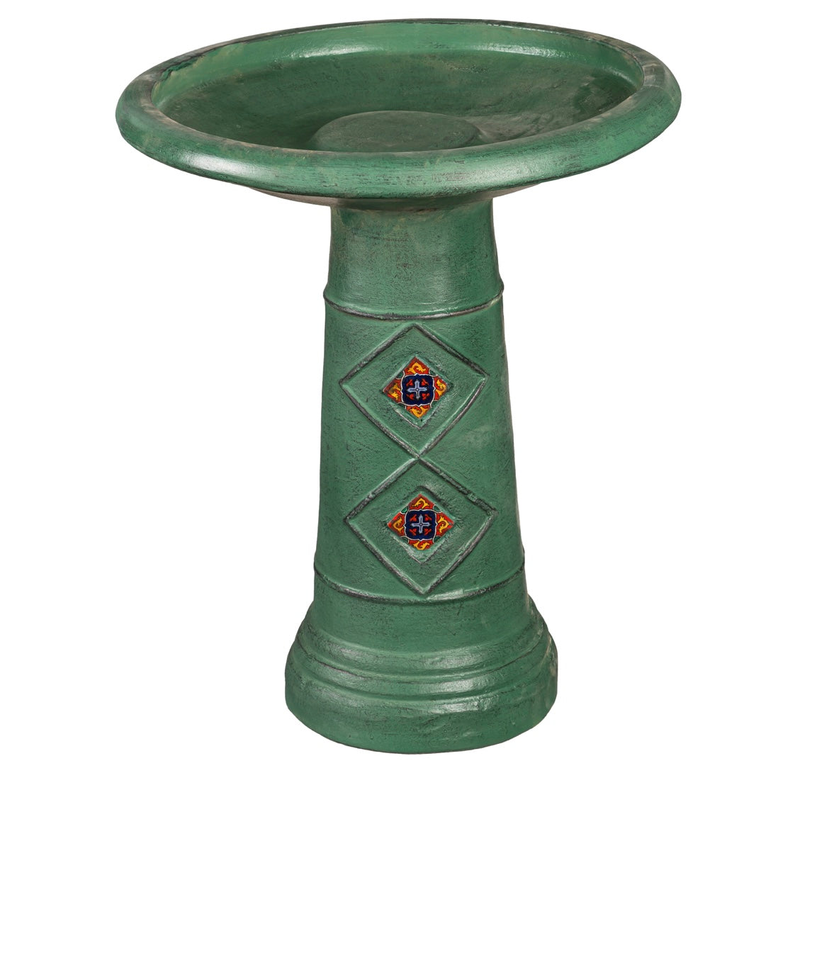 Traditional Mexican Earthenware Pottery Bird Bath