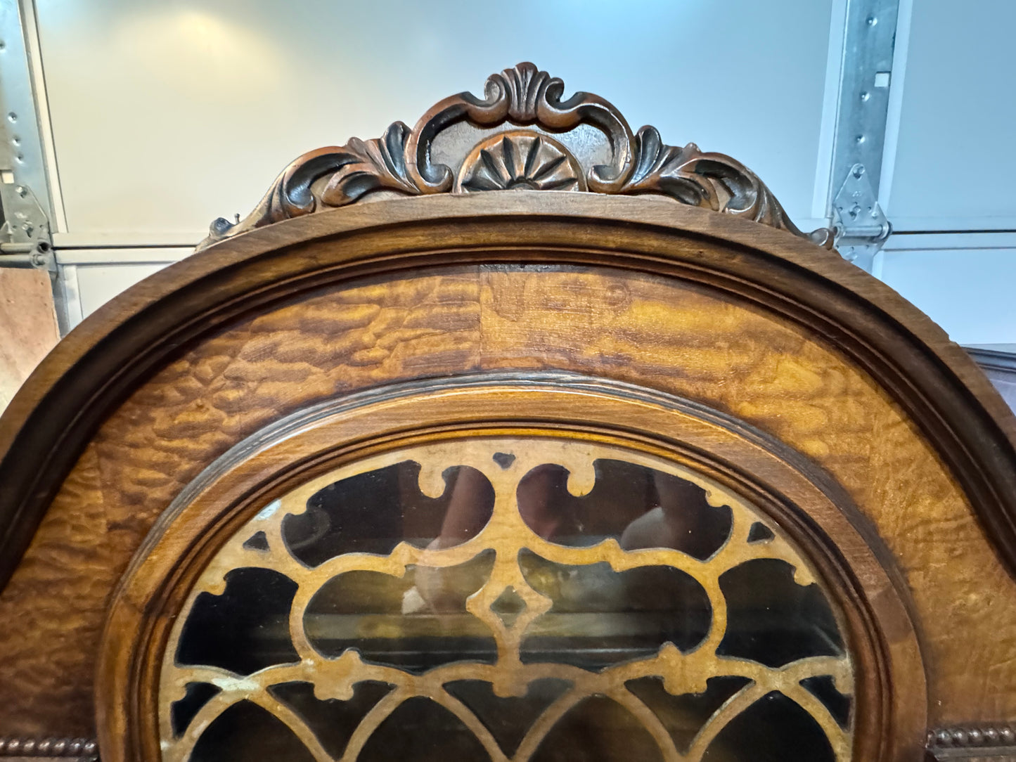 Antique Jacobean Bonnet Top China Closet