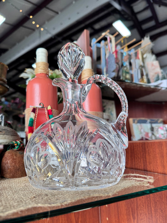 Vintage 1950's French Cut Crystal Decanter Cristal De Lorraine