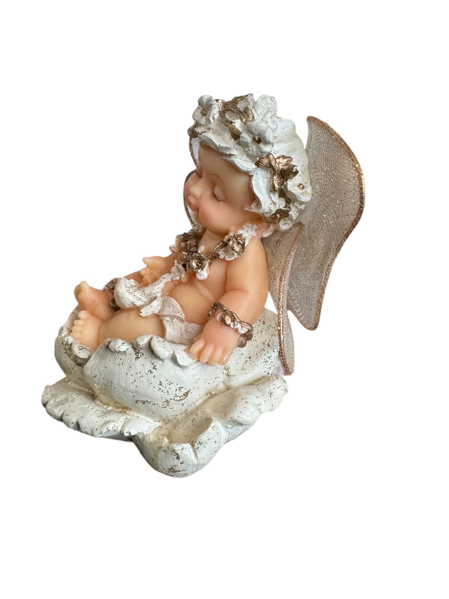 Cherub Figurine seated in Rose