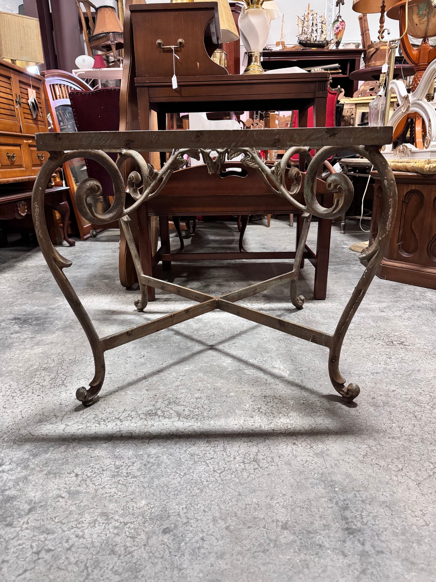 Wrought Iron and Beveled Glass Table