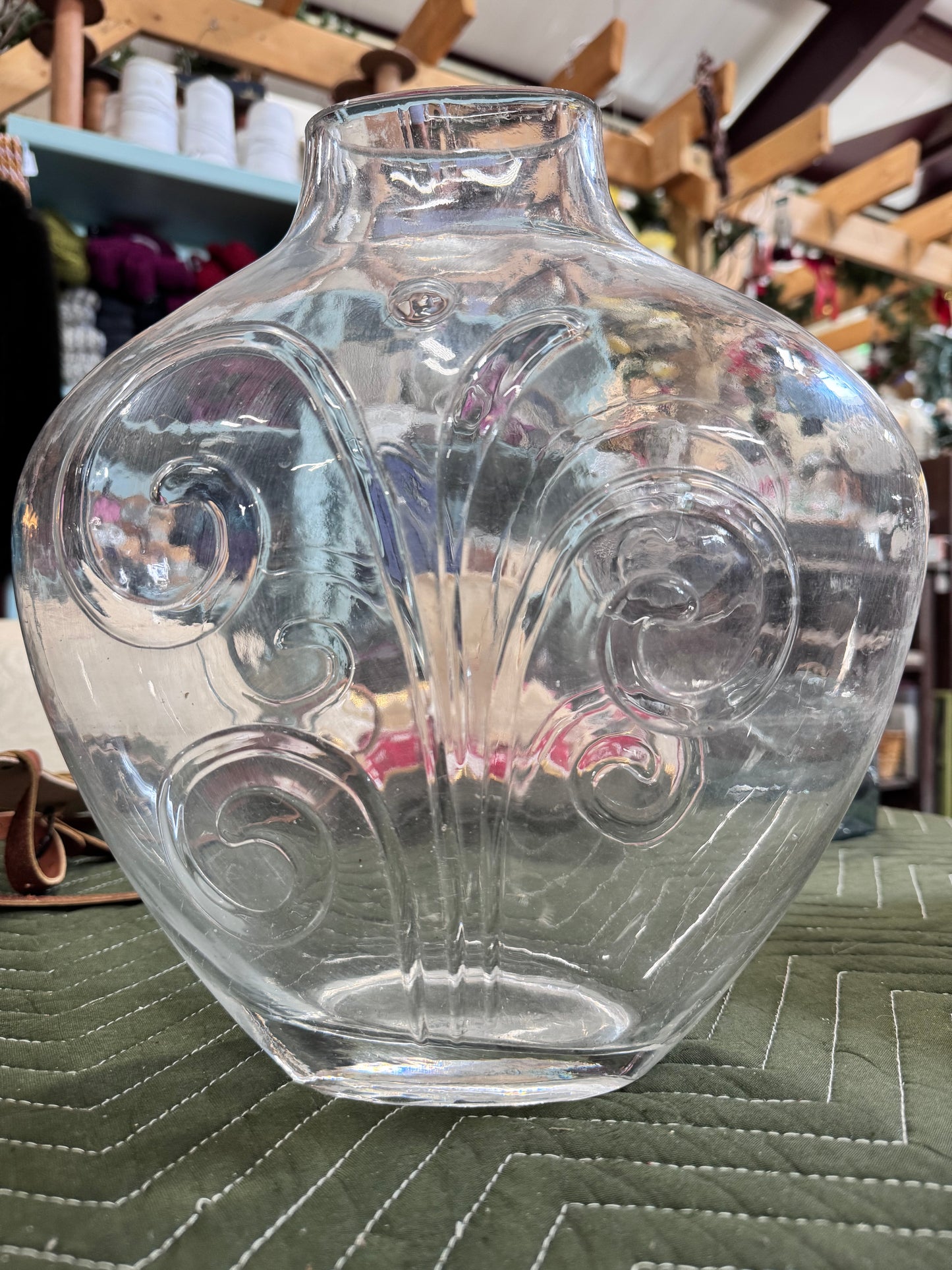 Clear Glass Amphora Shaped Vase