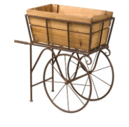 Wooden Wagon Planter/Drink Holder with Wheels