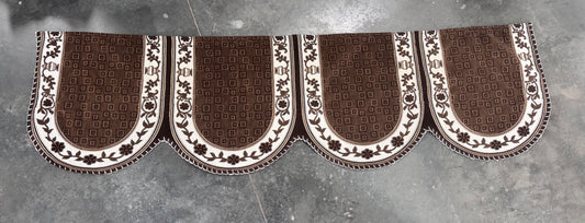 Chocolate Velvet and Flax Scalloped 4-panel Sofa Cover