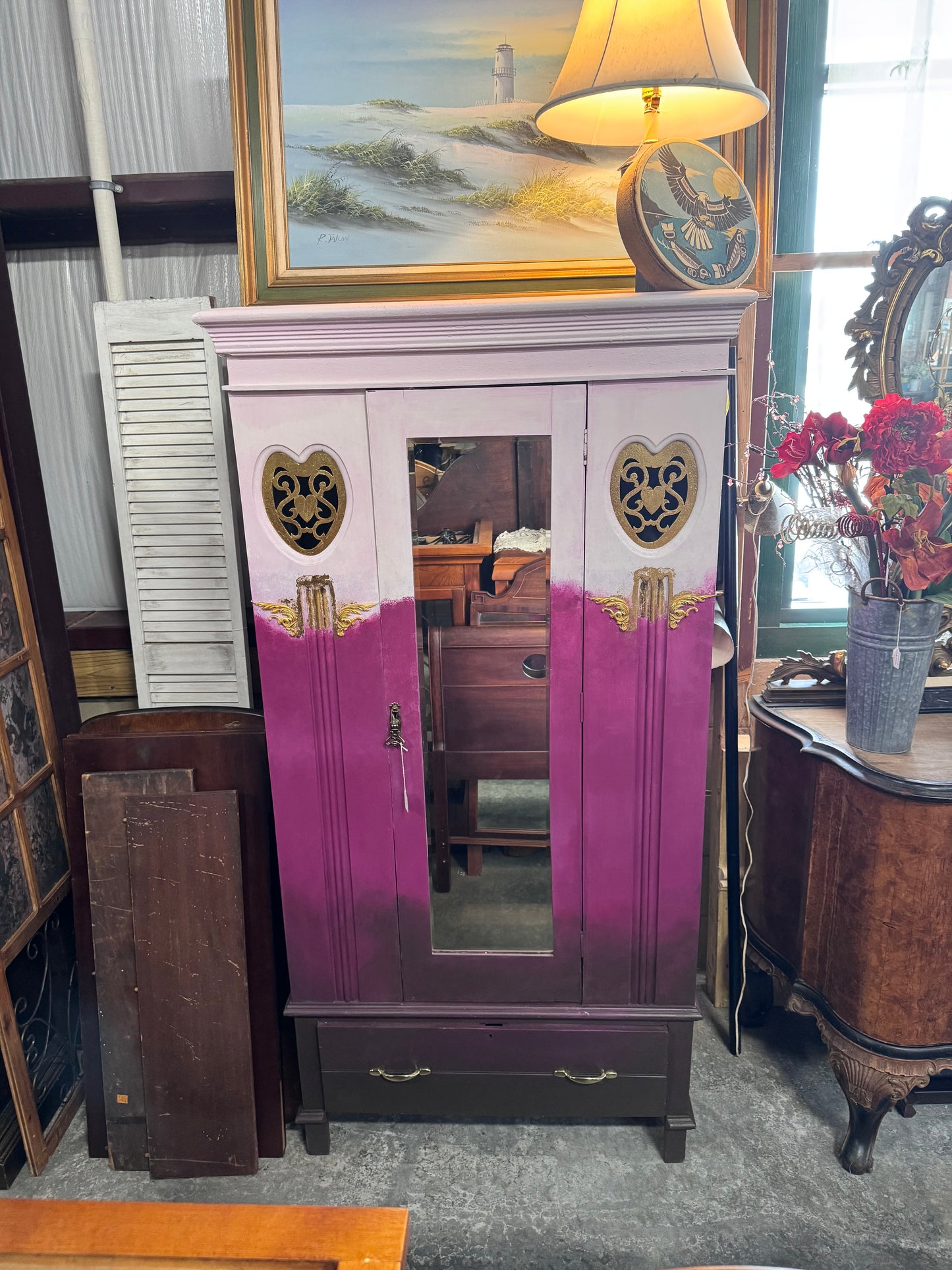 Custom Painted Pink Ombre Armoire