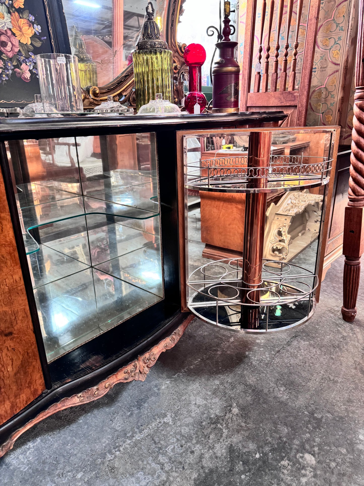 Vintage Art Deco Rococco Revival Style Sideboard and Mirror Set