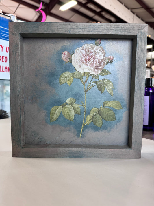 Framed Metal Wall Art-Pink Rose