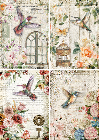 Decoupage Queen Rice Paper - Hummingbird Four Pack