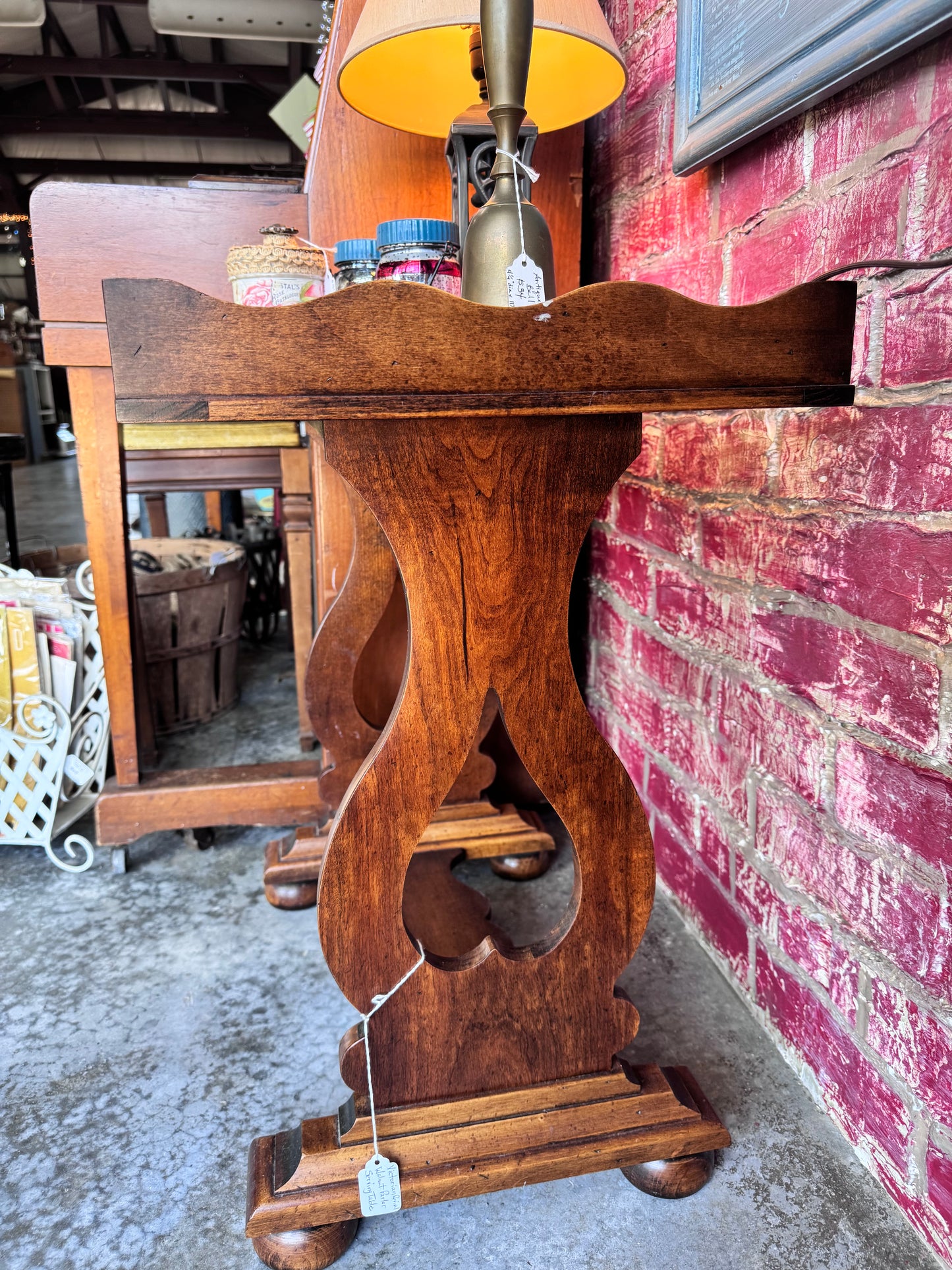 Victorian Revival Walnut Parlor Serving Table