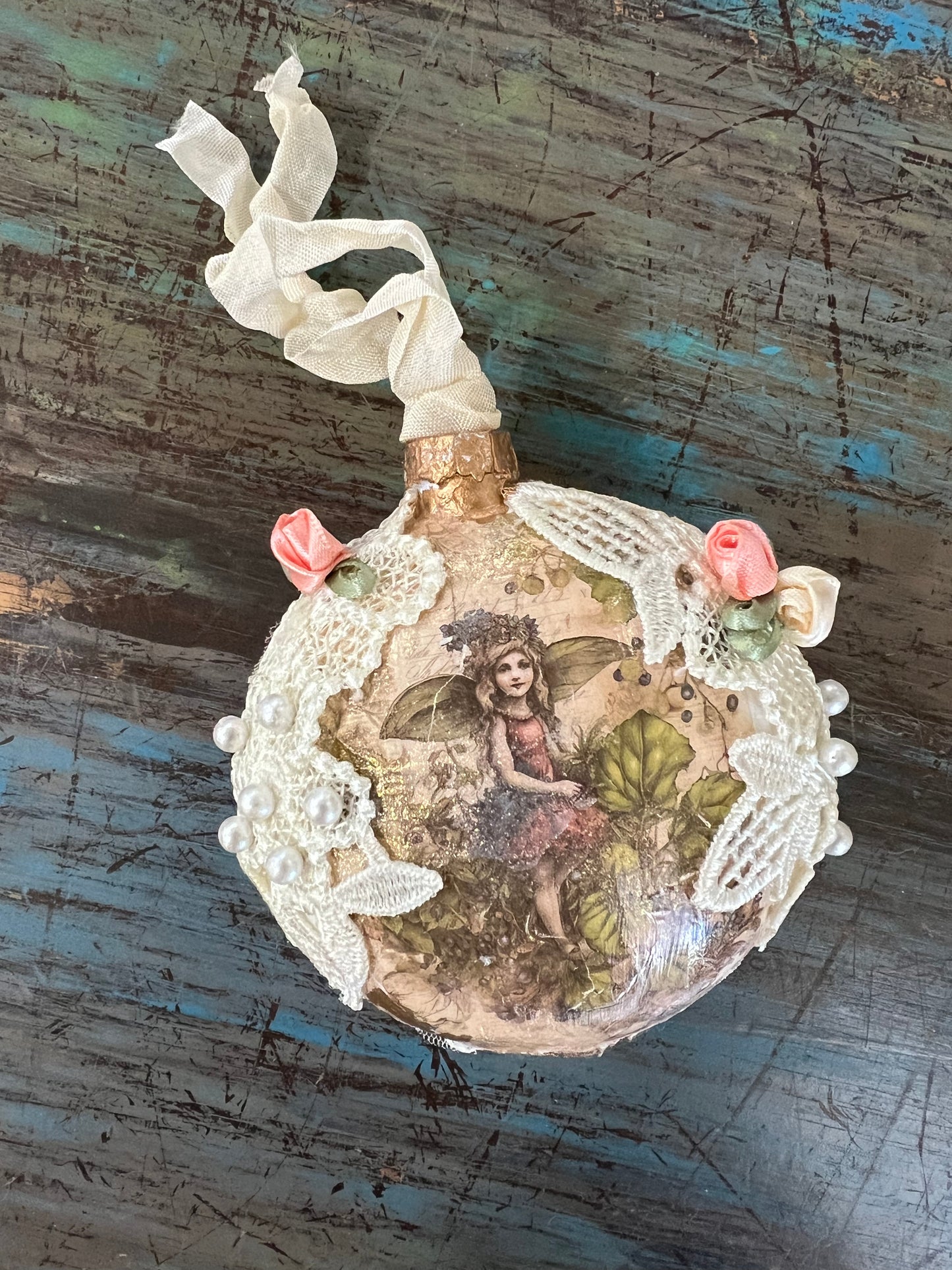 Lace & Roses Fairies Handcrafted Round Ornaments