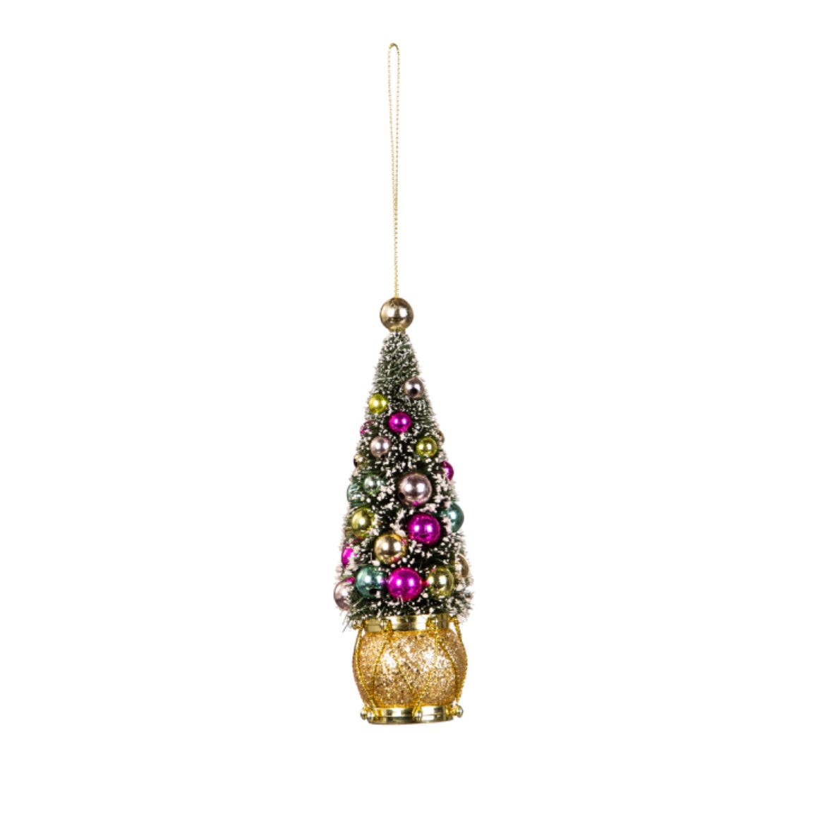 Bottle Brush Christmas Tree Ornament with Drum Base