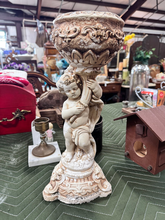 Vintage Chalkware Cherub Planter