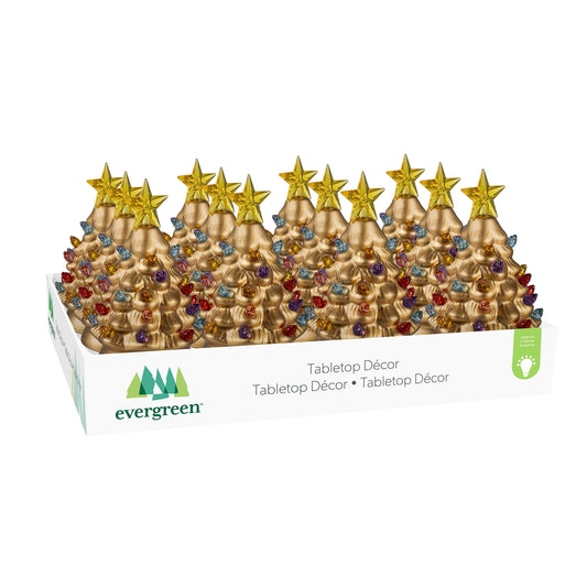 Joyful Traditions LED Table Decor Ceramic Metallic Christmas Tree