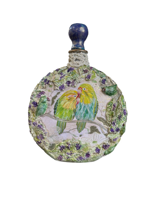 Embellished Glass Bottle - Love Birds