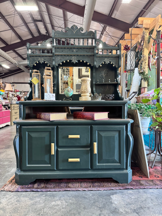 Art Nouveau Style Vintage Hutch - Eastlake Accents