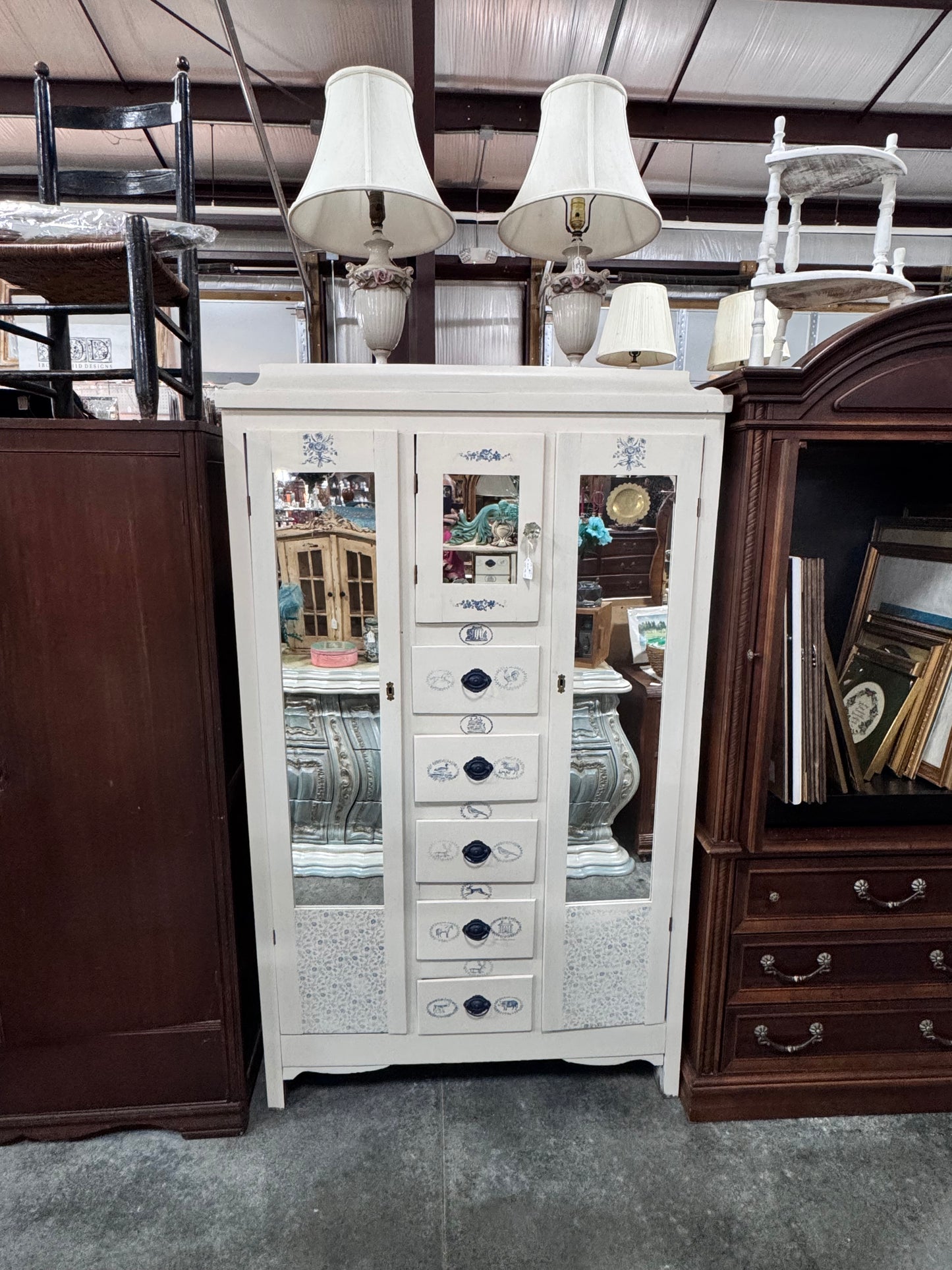 Double Door Chiffarobe in Cream and Delft Blue