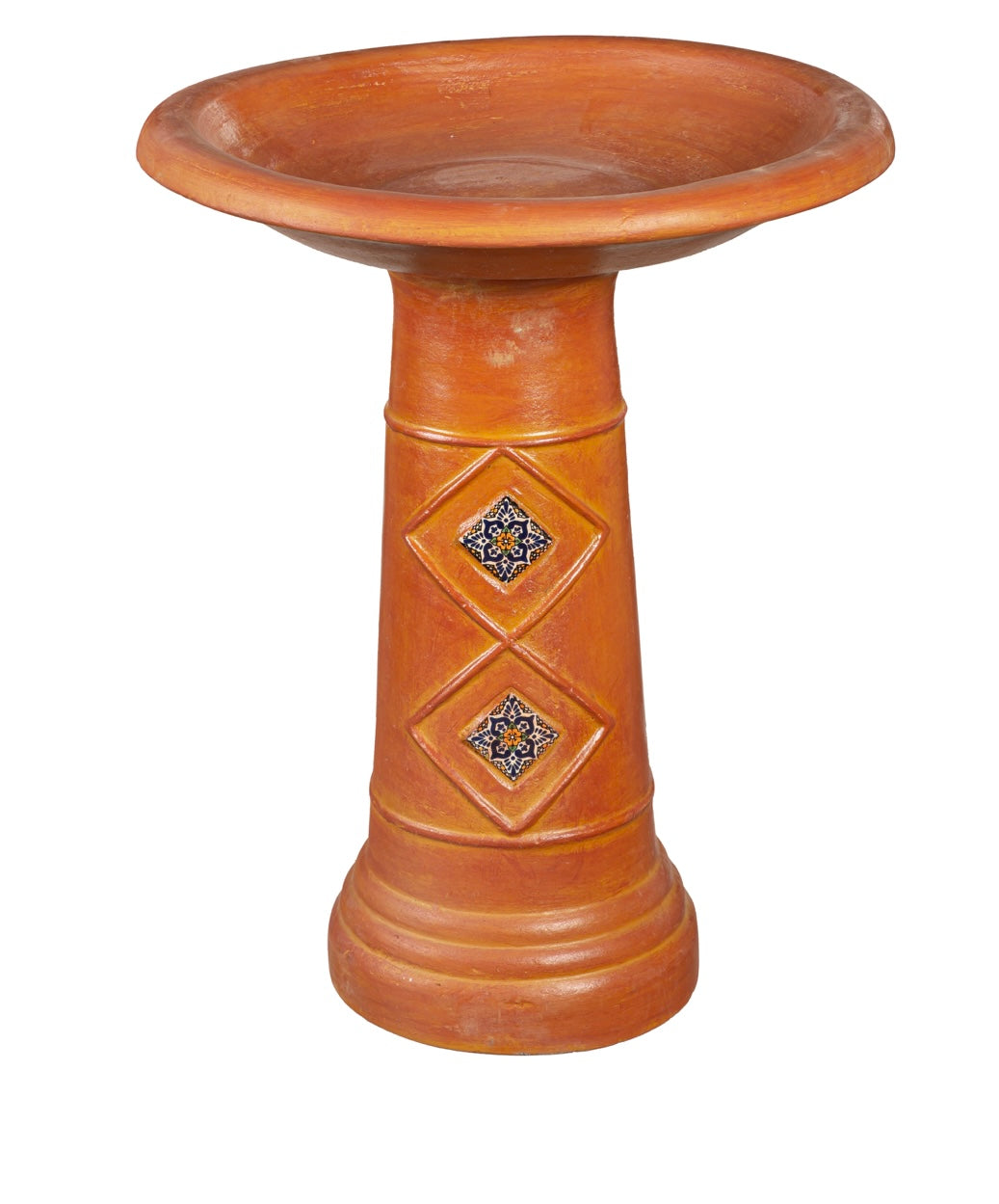 Traditional Mexican Earthenware Pottery Bird Bath