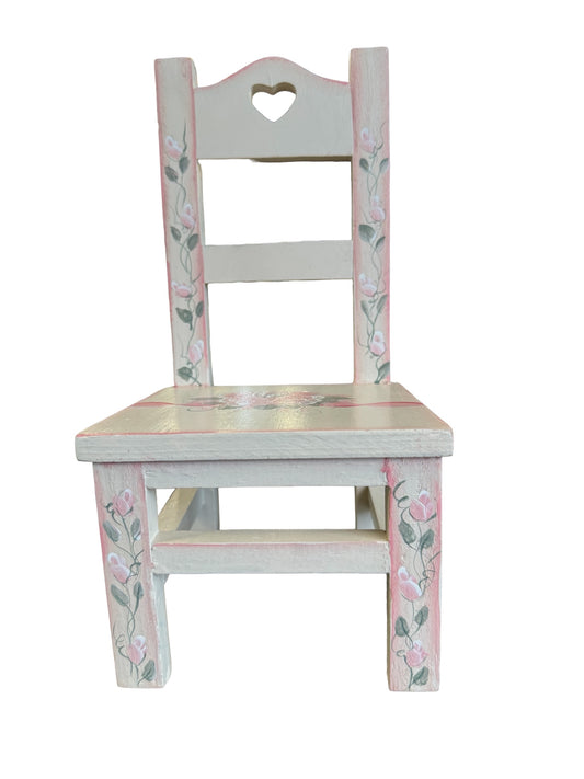 Doll Chair with Painted Roses