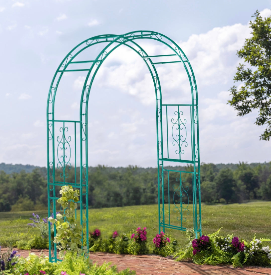 Montebello Iron Garden Arbor Coastal Blue