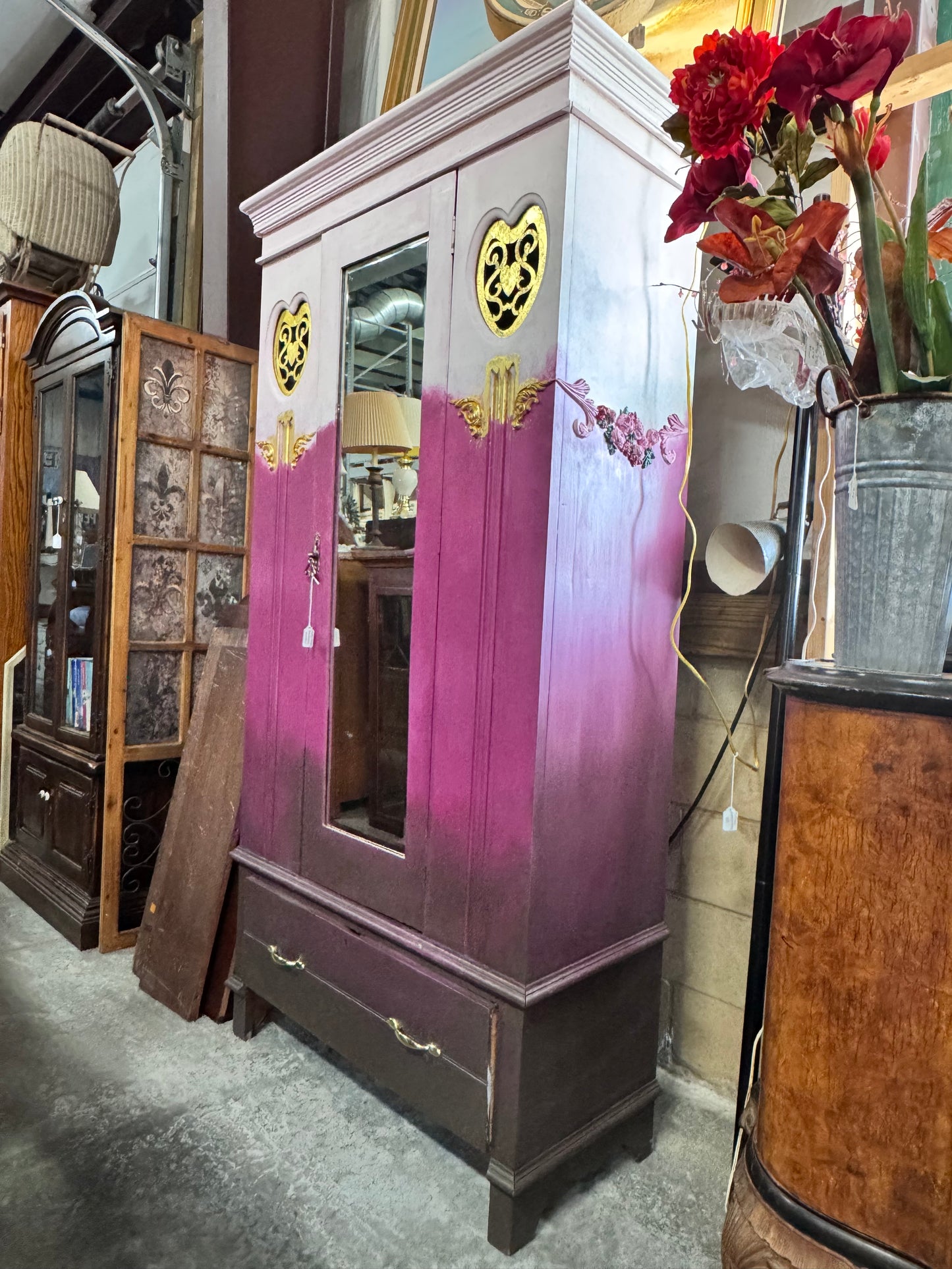 Custom Painted Pink Ombre Armoire