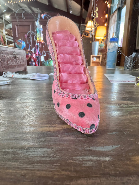 Pink Polka Dot High Heel Ring Holder