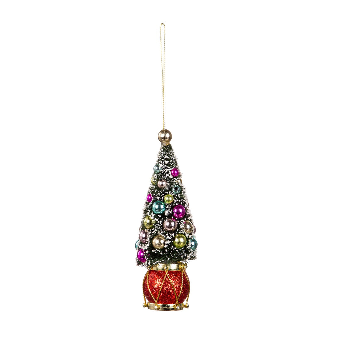 Bottle Brush Christmas Tree Ornament with Drum Base