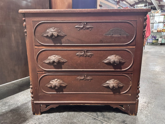 Antique Hand Carved 3 Drawer Dresser
