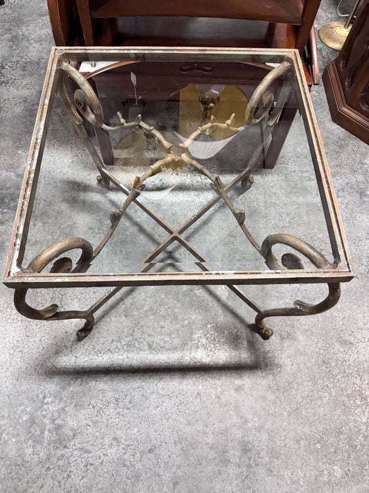 Wrought Iron and Beveled Glass Table