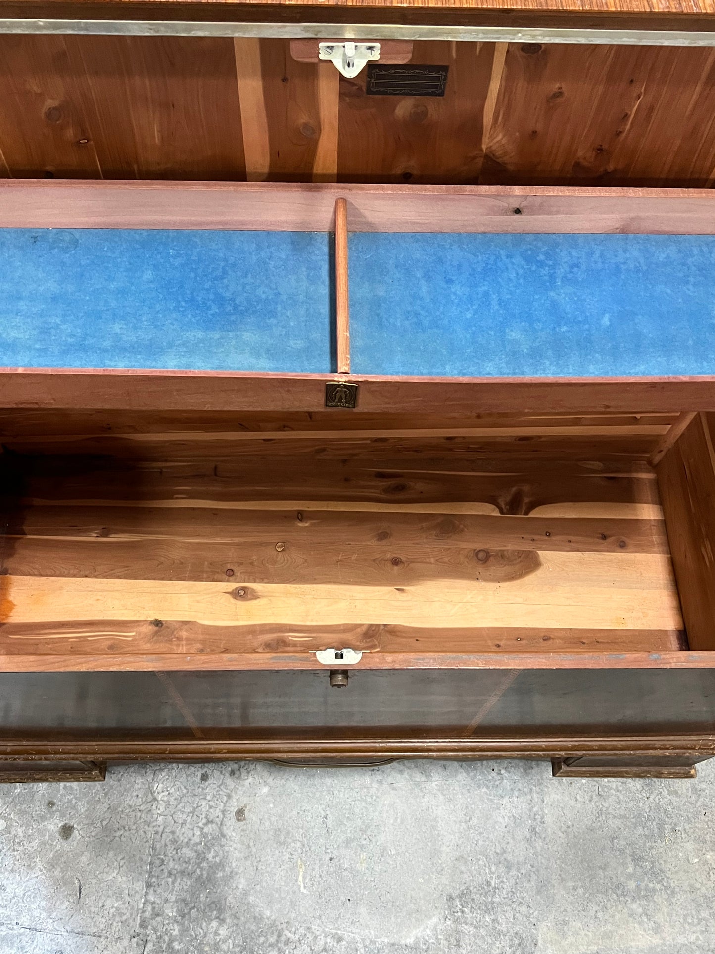 Cavalier Cedar Trunk Electric Clock Backplate - Bottom drawer