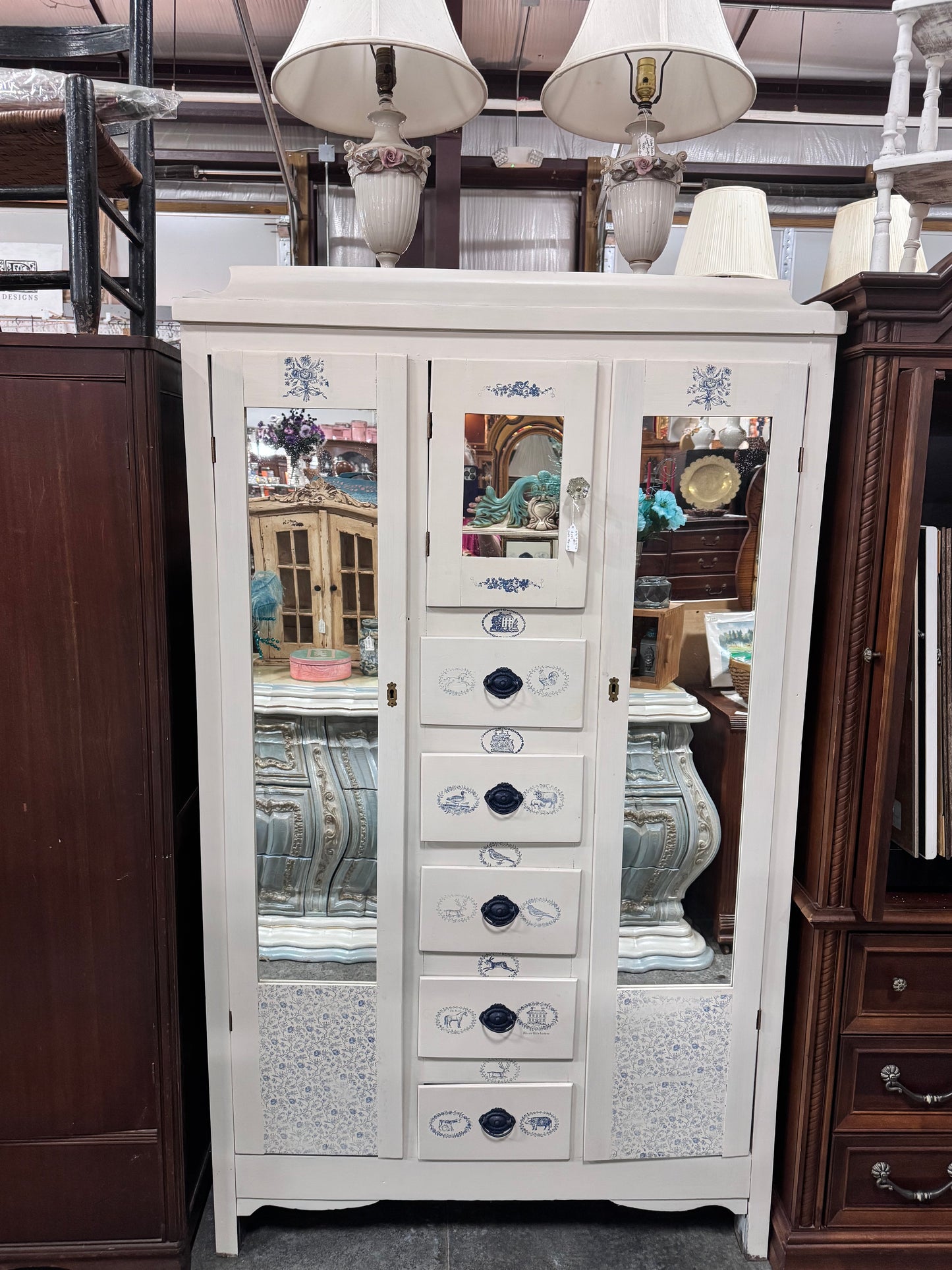 Double Door Chiffarobe in Cream and Delft Blue