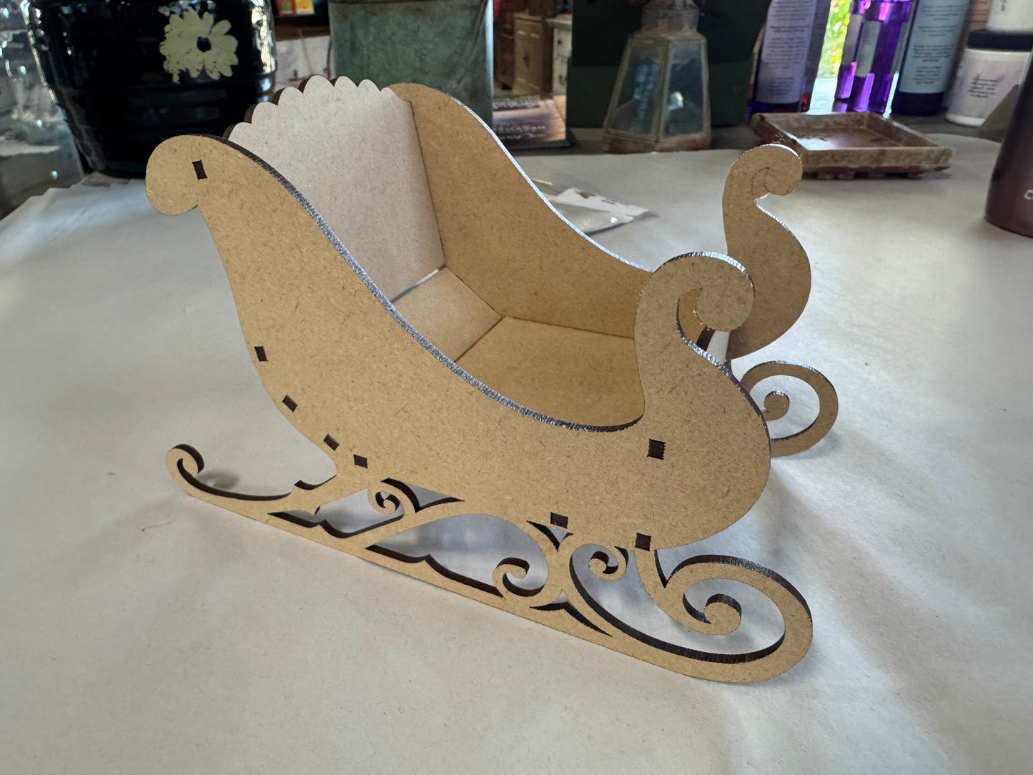 Handcrafted Holiday Traditions MDF Santa Sleigh