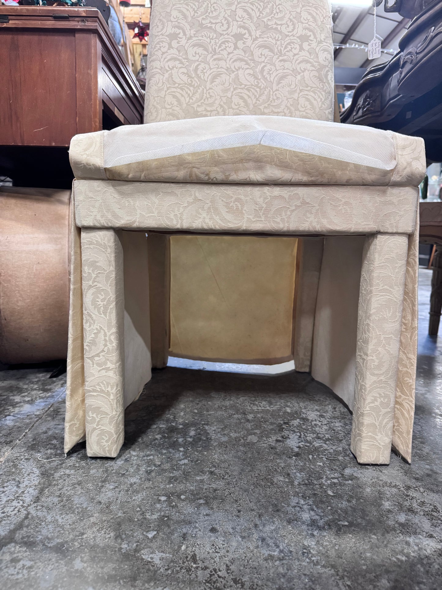 Ivory Upholstered Dining Chair with Skirt