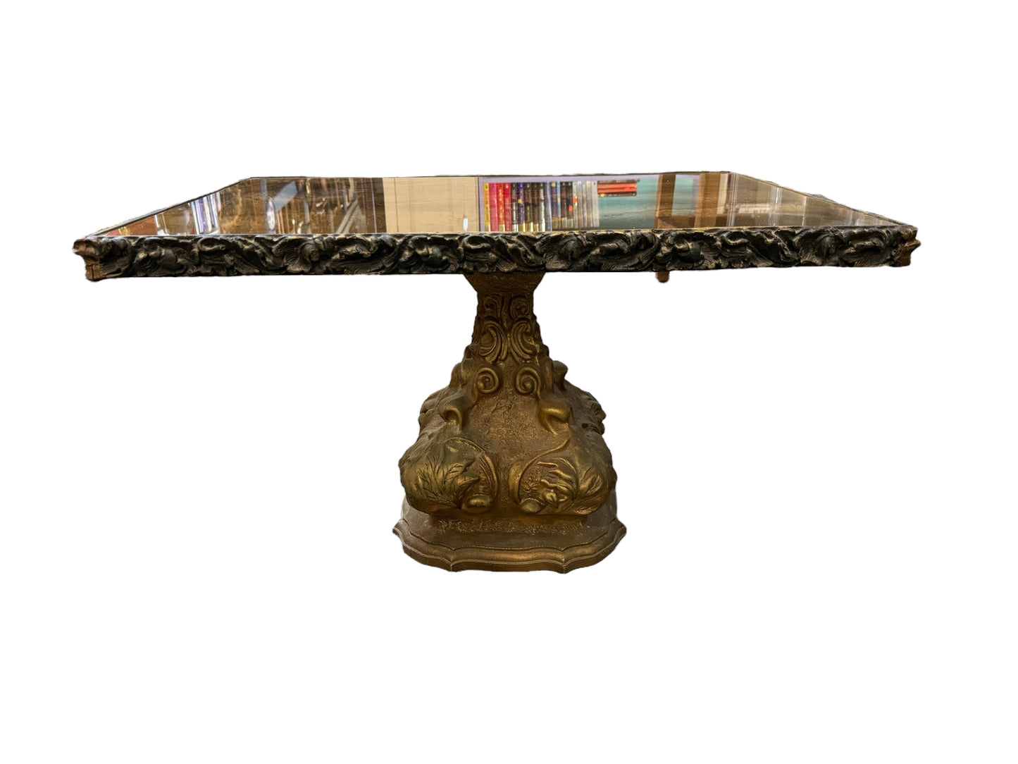 Bronze and Gold Resin Art Top Accent Table